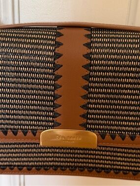 Ted Baker Black and Tan Woven Leather Crossbody Bag